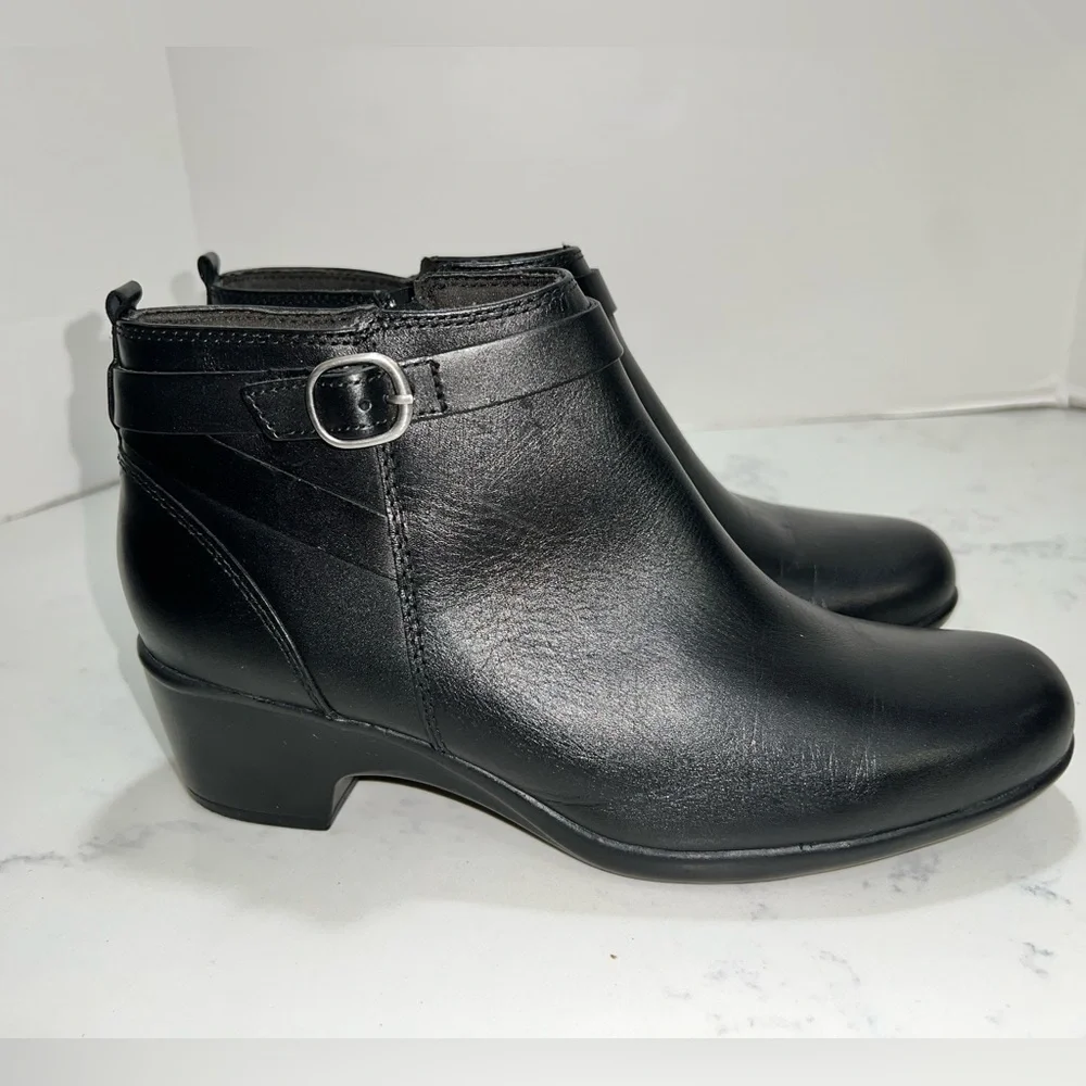 Clarks Black Ankle Booties with Buckle